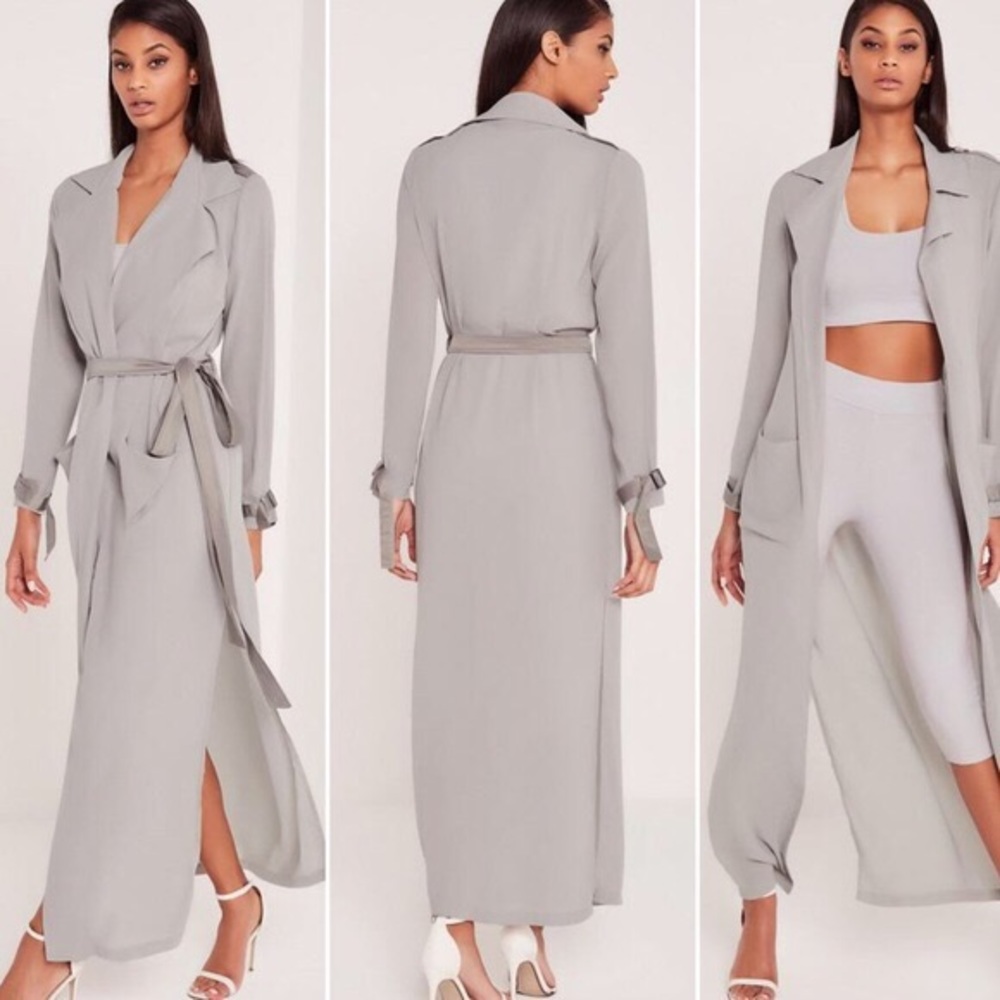 Carli Bybel x Missguided Maxi Duster Coat - Grey